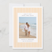 Apricot | Classic Pinstripe Photo Wedding Save The Date (Voorkant)