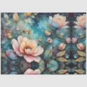 Apricot Floral Tapestry on Teal Tissuepapier (Voorkant)