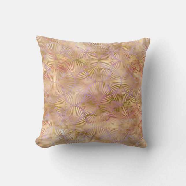 APRICOT GOLD ART DECO MARBLE CUSHION KUSSEN (Voorkant)