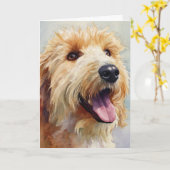 Apricot golden doodle watercolor kaart (Gele Bloem)