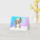 Apricot Goldendoodle Kaart (Gele Bloem)