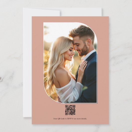 Apricot Nectar, Peony Pink & Warm Sand Wedding Kaart (Achterkant)