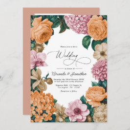 Apricot Nectar, Peony Pink & Warm Sand Wedding Kaart