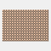 Apricot Peach Black Buffalo Heart Plaid Inpakpapier Vel (Voorkant)