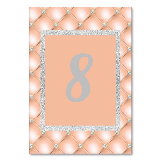 APRICOT PEACH DIAMOND MODERN TABEL NUMMER KAART (Voorkant)