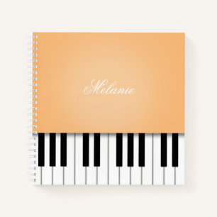Apricot Piano Music Keyboard Gepersonaliseerd Notitieboek