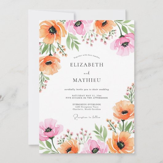 Apricot Pink Alluring Spring Wedding Kaart (Voorkant)