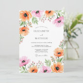 Apricot Pink Alluring Spring Wedding Kaart (Staand voorkant)