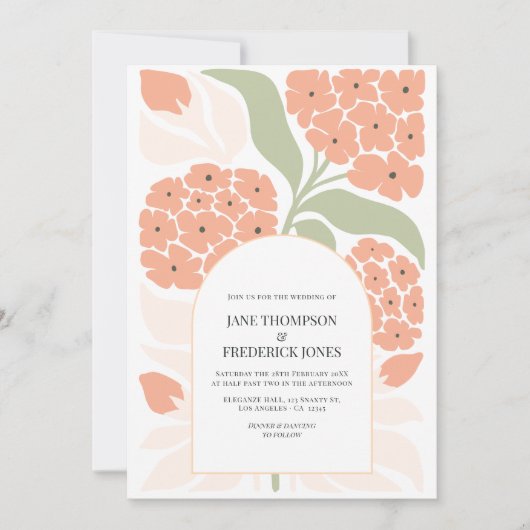 Apricot Pop Abstract Floral Modern Spring Wedding Kaart (Voorkant)