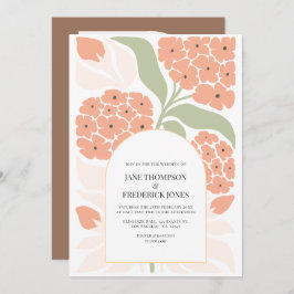 Apricot Pop Abstract Floral Modern Spring Wedding Kaart