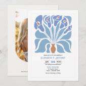 Apricot & Sky Blue Abstract Floral Boho Wedding Kaart (Voorkant / Achterkant)