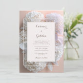 Apricot White Hydrangea Botanical Frame Wedding Kaart (Staand voorkant)