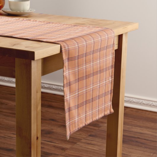 Apricot White Plaid Classic Pattern Table Runner Korte Tafelloper (Voorbeeld)