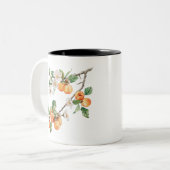 Apricots Mug: Rustic Fruit Kitchen Decor Tweekleurige Koffiemok (Voorkant links)