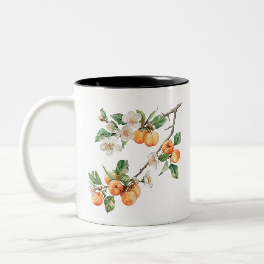 Apricots Mug: Rustic Fruit Kitchen Decor Tweekleurige Koffiemok (Links)