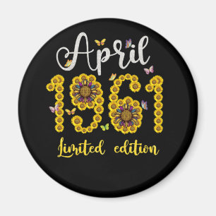April 1961 61 Year Old Sunflower 61th Birthday Magneet