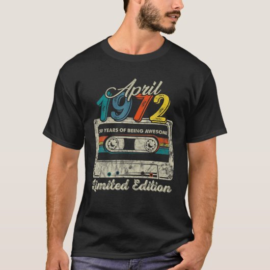 April 1972 Limited Edition 50Th Birthday Cassette T-shirt (Voorkant)