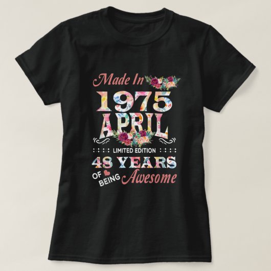 april 1975 : 48 jaar Geweldige T-shirt (Design voorkant)