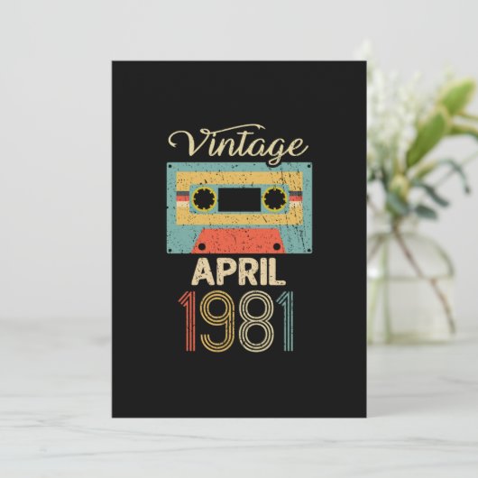  april 1981 40e verjaardag 40 jaar cadeau kaart (Staand voorkant)