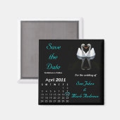 April 2011 Save the Date, Bruiloft Aankondiging Magneet (Voorkant / Achterkant)