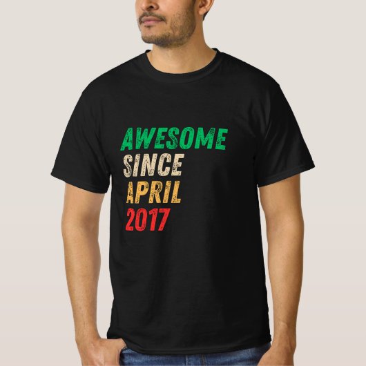 April 2017 Verjaardag T-shirt - Retro Distressed D (Voorkant)
