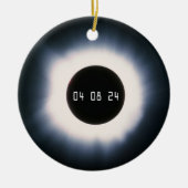 April 2024 Totale zonnepanelen in zwart-wit Keramisch Ornament (Voorkant)