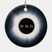 April 2024 Totale zonnepanelen in zwart-wit Keramisch Ornament (Achterkant)