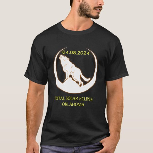 April 8 2024 Total Solar Eclipse Oklahoma Wolf Sun T-shirt (Voorkant)