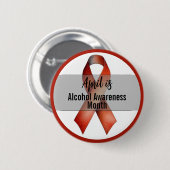 April Alcohol Awareness Month Ribbon Ronde Button 5,7 Cm (Voorkant /achterkant)