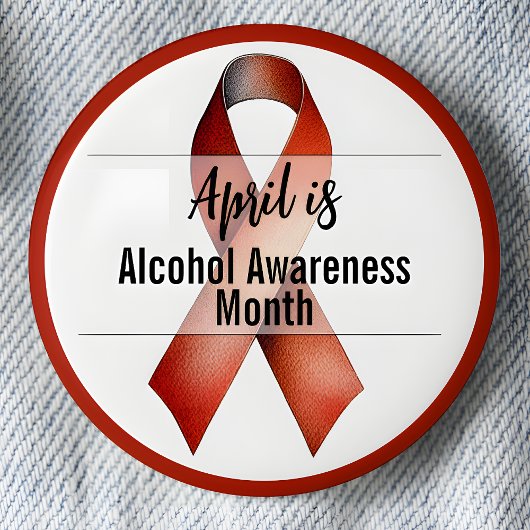 April Alcohol Awareness Month Ribbon Ronde Button 5,7 Cm