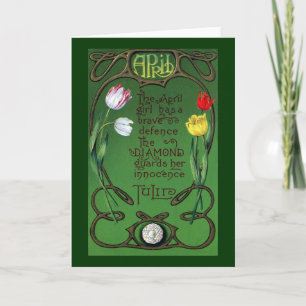 April Art Nouveau Birthday met Tulips Kaart