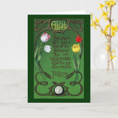 April Art Nouveau Verjaardag met Tulpen Kaart (Gele Bloem)
