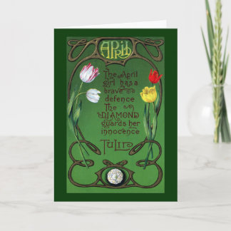 April Art Nouveau Verjaardag met Tulpen Kaart