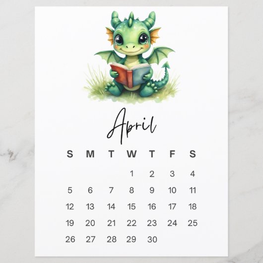 April Baby Dragon Whimsical Fantasy Wall Art (Voorkant)