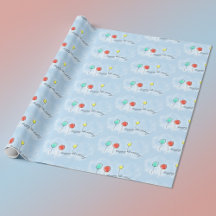 April Balloons Birthday Wrapping Paper