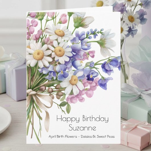 April Birth Flower Birthday Card | Daisies Kaart
