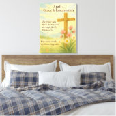 April Birthday Bible Verse Cross and Resurrection Canvas Afdruk (Insitu (Slaapkamer))