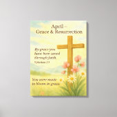 April Birthday Bible Verse Cross and Resurrection Canvas Afdruk (Voorkant)