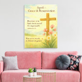 April Birthday Bible Verse Cross and Resurrection Canvas Afdruk (Insitu (Woonkamer))