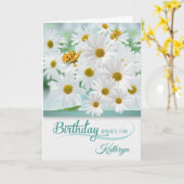 April Birthday Daisies met Butterflies met naam Kaart (Gele Bloem)