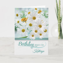 April Birthday Daisies met Butterflies met naam