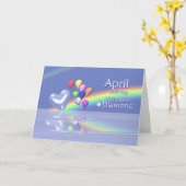 April Birthday Diamond Heart Kaart (Gele Bloem)