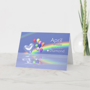 April Birthday Diamond Heart Kaart