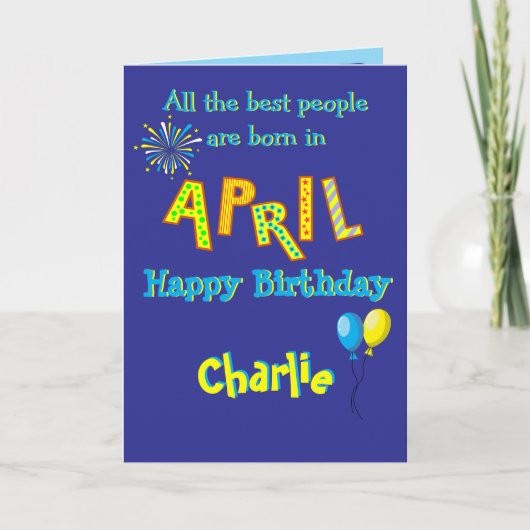 April Birthday Folded Greeting Card Kaart (Voorkant)