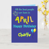 April Birthday Folded Greeting Card Kaart (Gele Bloem)
