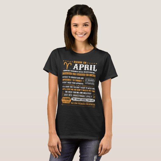 April Birthday Gifts - Geboren in April Aries T-shirt (Voorkant volledig)