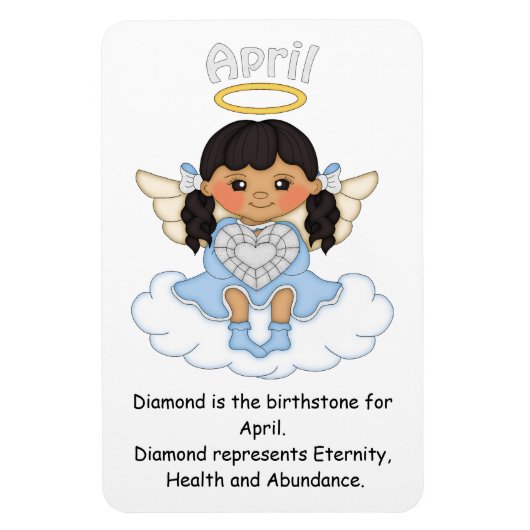 April Birthstone Angel Black Premium Magnet Magneet (Verticaal)