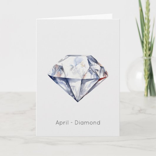 April Birthstone Diamond Happy Birthday Kaart (Voorkant)