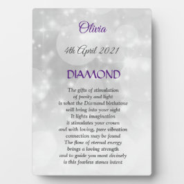 April Birthstone Diamond Plaque met Easel Fotoplaat