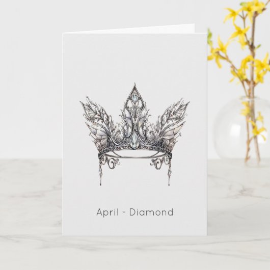 April Birthstone Diamond Verjaardag Kaart (Gele Bloem)